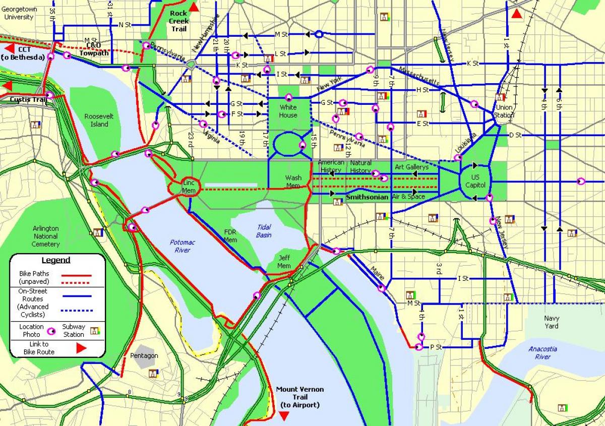 Washington DC bike lane map